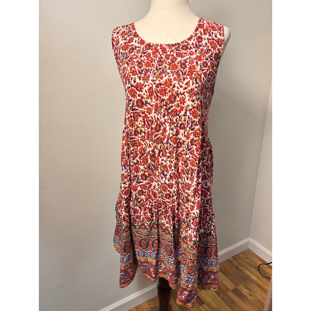 Umgee Floral Border Print Babydoll Dress Boho Cottagecore Festival Large